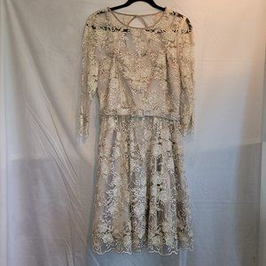 Eliza J party dress, gold lace, women's size 12 with pockets